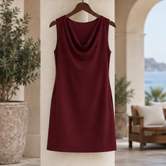 Amandra Women's Pocketed Sleeveless Slim Fit Dress - Burgundy - CLO-DRESS-MINI - Hendlys - Image 3