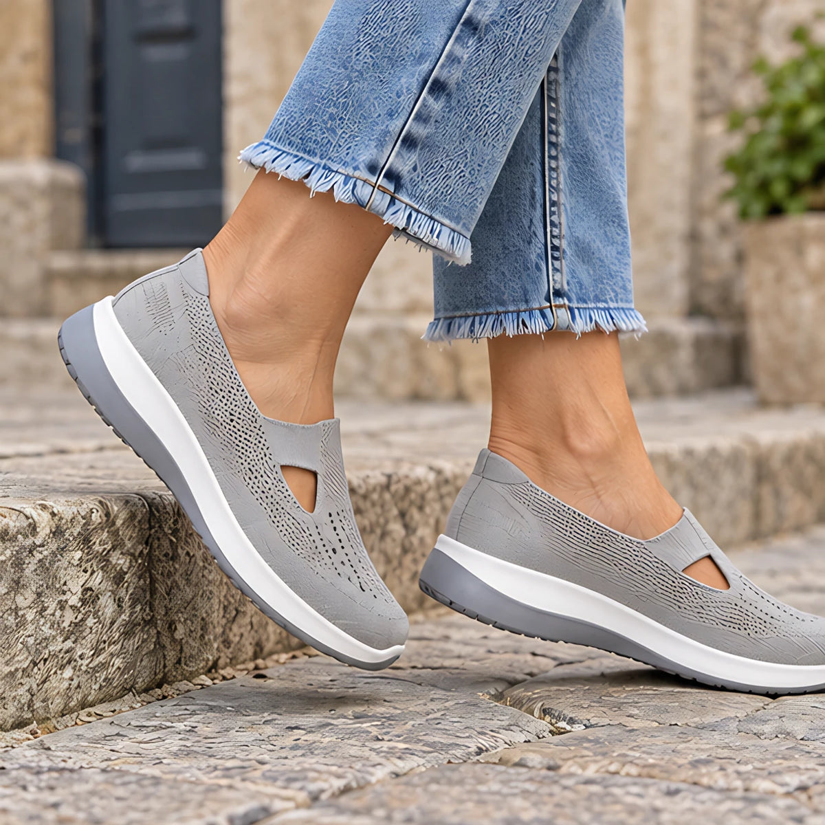 Amara Women's Orthopedic Slip-On Sneakers - Gray - Shoes - Hendlys - Image 2