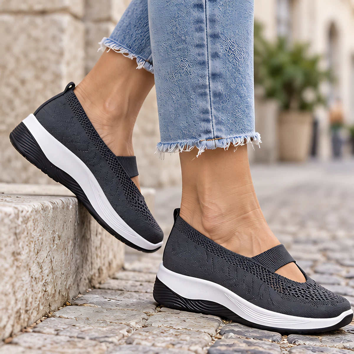 Amara Women's Orthopedic Slip-On Sneakers - Dark Gray - Shoes - Hendlys - Image 2