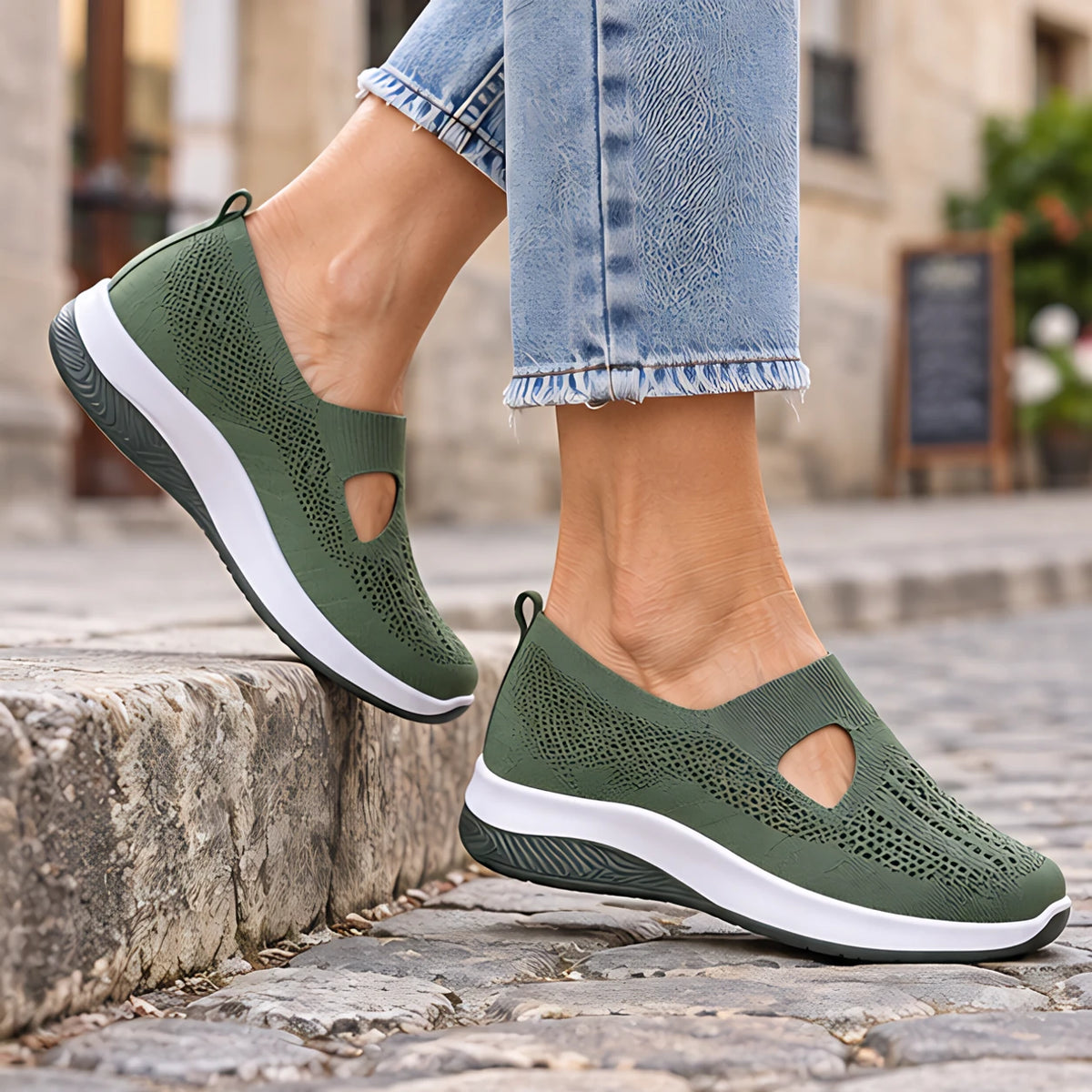 Amara Women's Orthopedic Slip-On Sneakers - Green - Shoes - Hendlys - Image 2