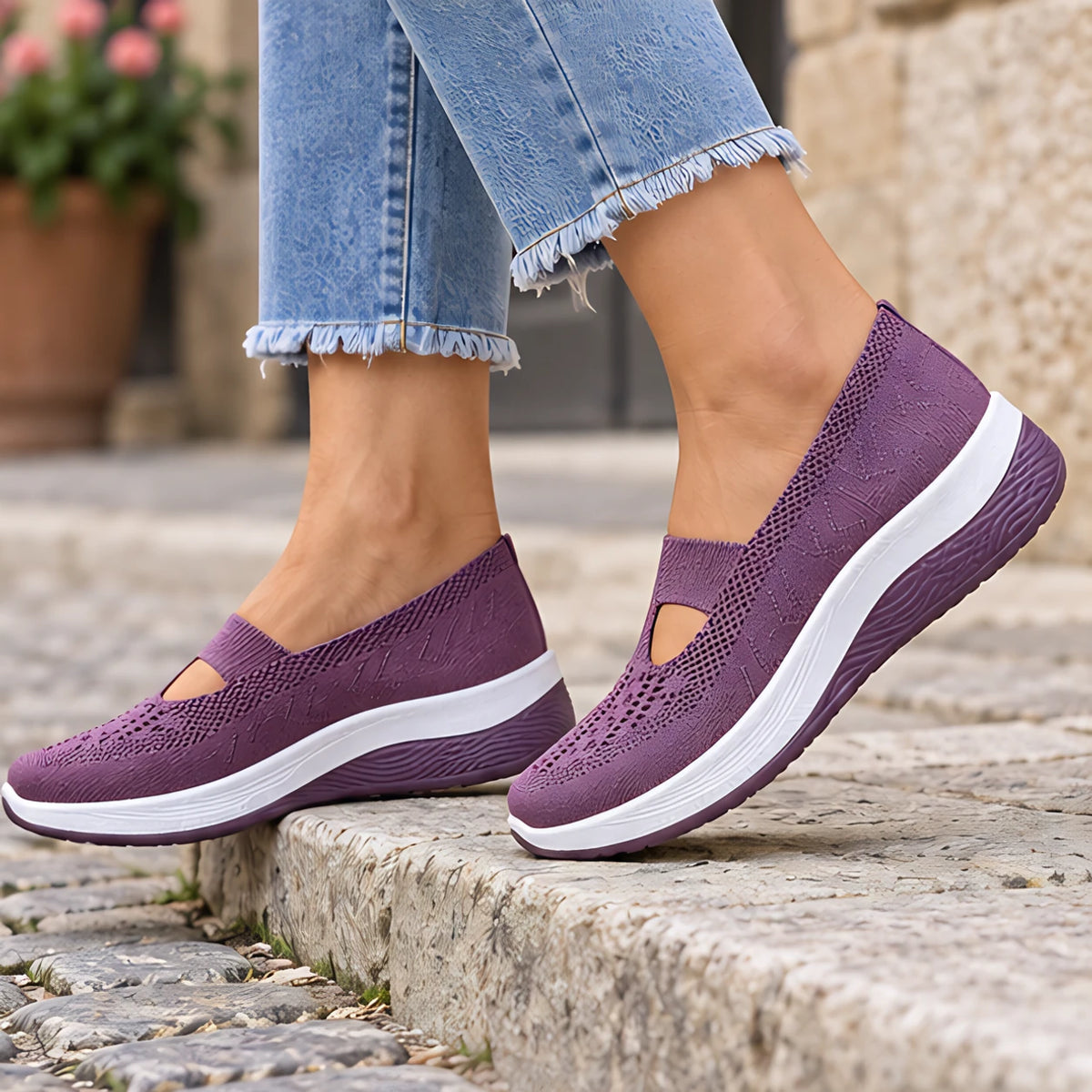 Amara Women's Orthopedic Slip-On Sneakers - Purple - Shoes - Hendlys - Image 2