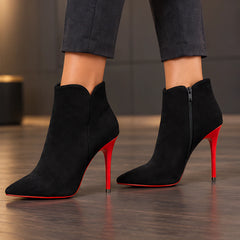 Anastasia Women's Pointed-Toe Stiletto Ankle Boots - Black Ankle Boots - Hendlys - Image 2