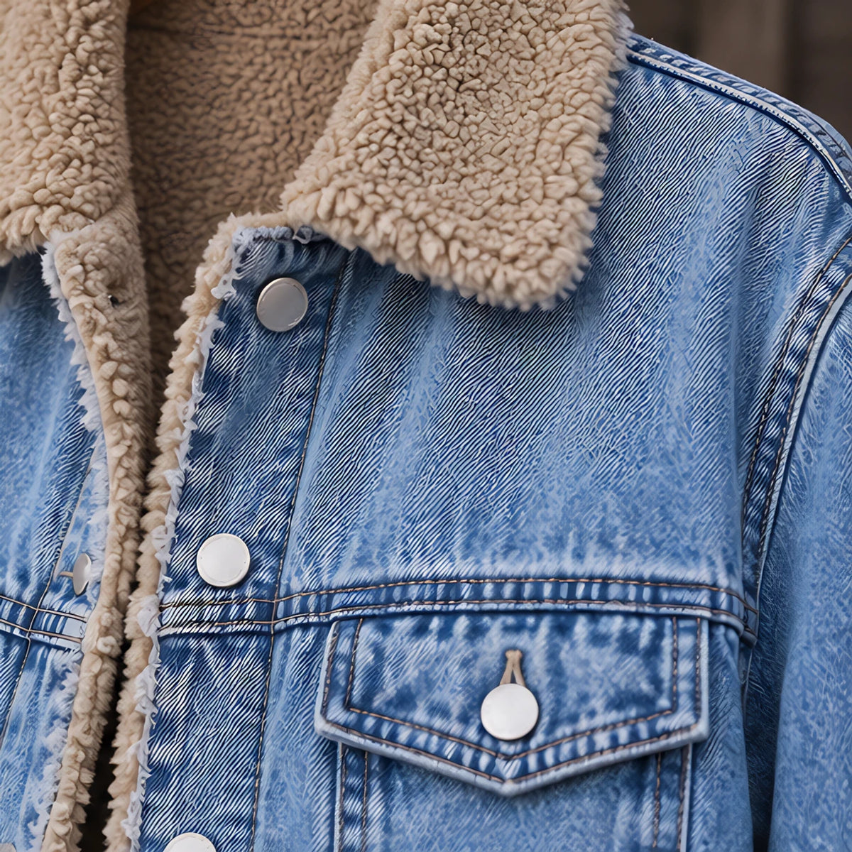 Anya Women's Fleece Lined Denim Coat - Blue - relisted - Hendlys - Image 4