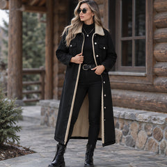 Anya Women's Fleece Lined Denim Coat - Black - Women's Clothing > Outerwear > Denim Coats - Hendlys - Image 1