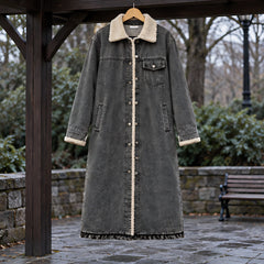 Anya Women's Fleece Lined Denim Coat - Gray - ai-processed - Hendlys - Image 3