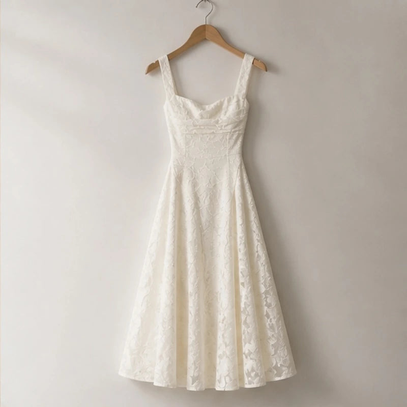 Arabella Lace Midi Dress - White - women's clothing - Hendlys - Image 4