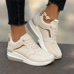 Aria Wedge Orthopedic Sneaker - Ivory - vegan leather - Hendlys - Image 4