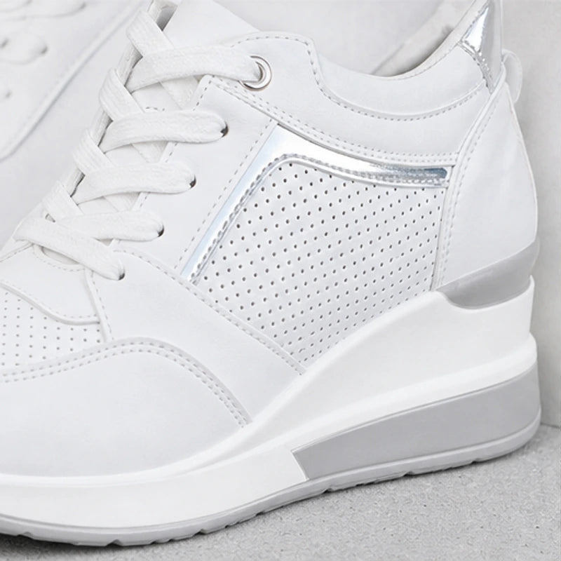 Aria Wedge Orthopedic Sneaker - White - wedge sneakers - Hendlys - Image 3