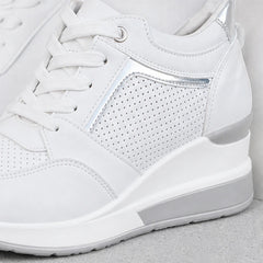 Aria Wedge Orthopedic Sneaker - White - wedge sneakers - Hendlys - Image 3