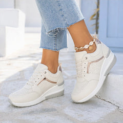 Aria Wedge Orthopedic Sneaker - Ivory - lace-up sneakers - Hendlys - Image 8