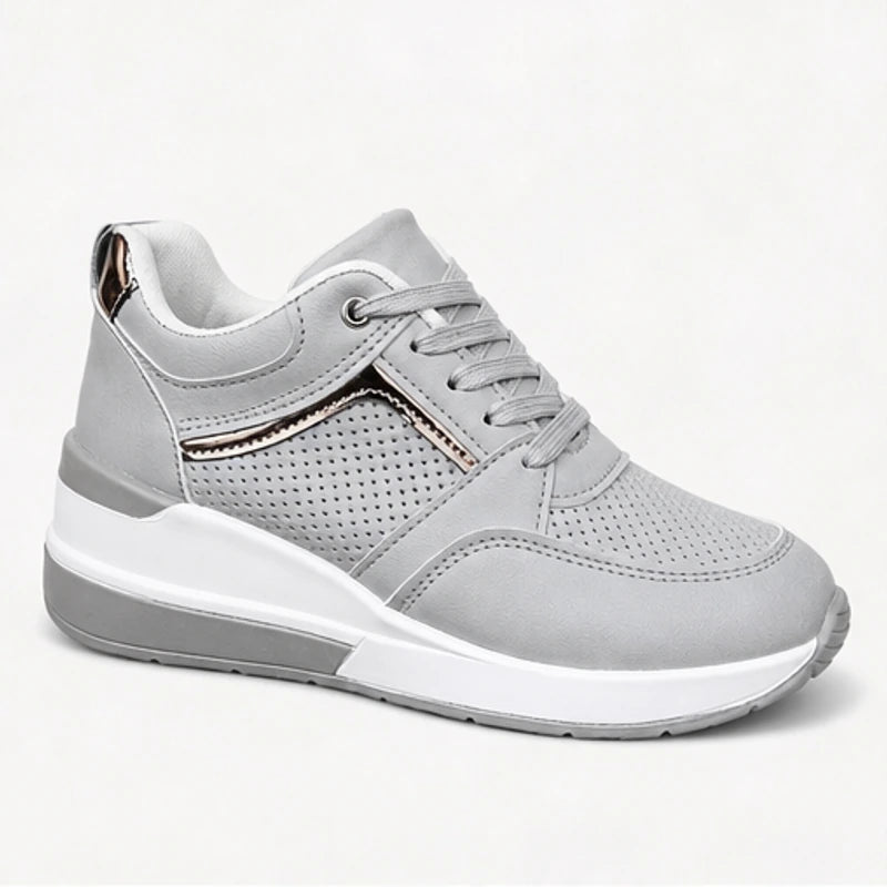 Aria Wedge Orthopedic Sneaker - Gray - Sneakers - Hendlys - Image 1