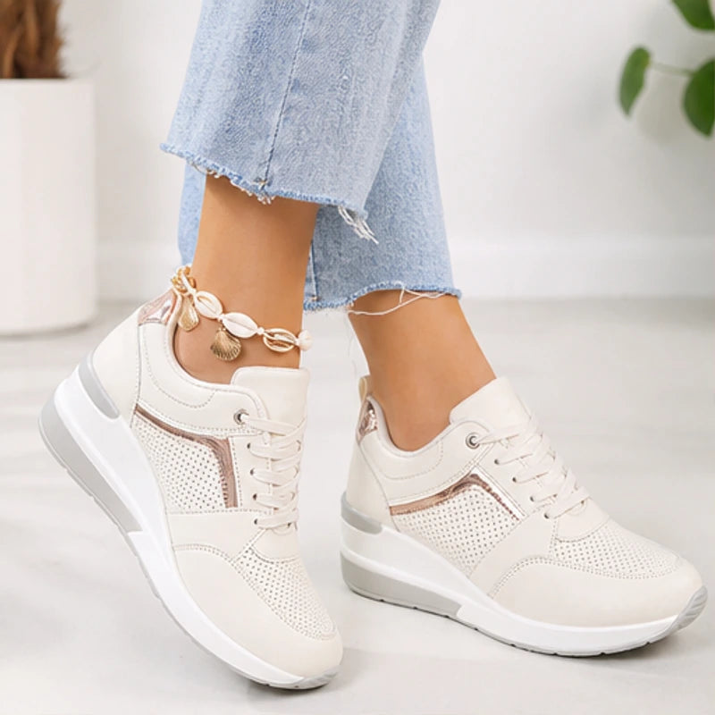 Aria Wedge Orthopedic Sneaker - Ivory - platform sneakers - Hendlys - Image 5
