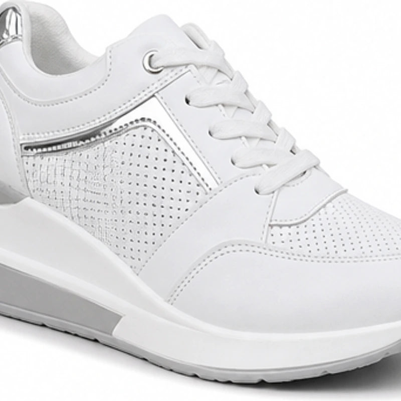 Aria Wedge Orthopedic Sneaker - White - Sneakers - Hendlys - Image 1