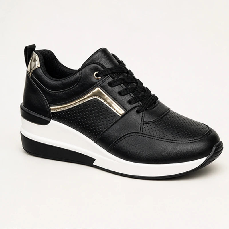 Aria Wedge Orthopedic Sneaker - Black - Sneakers - Hendlys - Image 1