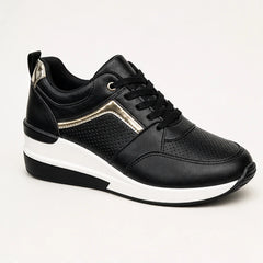 Aria Wedge Orthopedic Sneaker - Black - Sneakers - Hendlys - Image 1