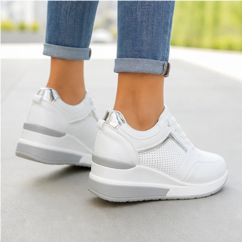 Aria Wedge Orthopedic Sneaker - White - orthopedic sole - Hendlys - Image 7