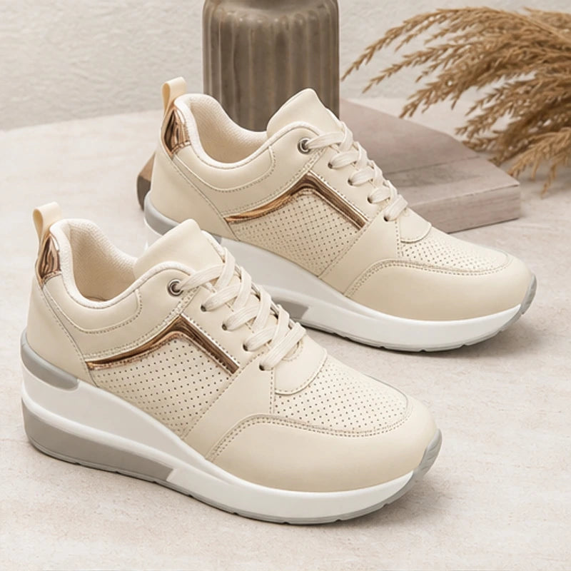 Aria Wedge Orthopedic Sneaker - Ivory - women's sneakers - Hendlys - Image 2