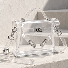 Arlette Women's Structured Clear Satchel - Silver - Accessories > Handbags > Satchels - Hendlys - Image 1
