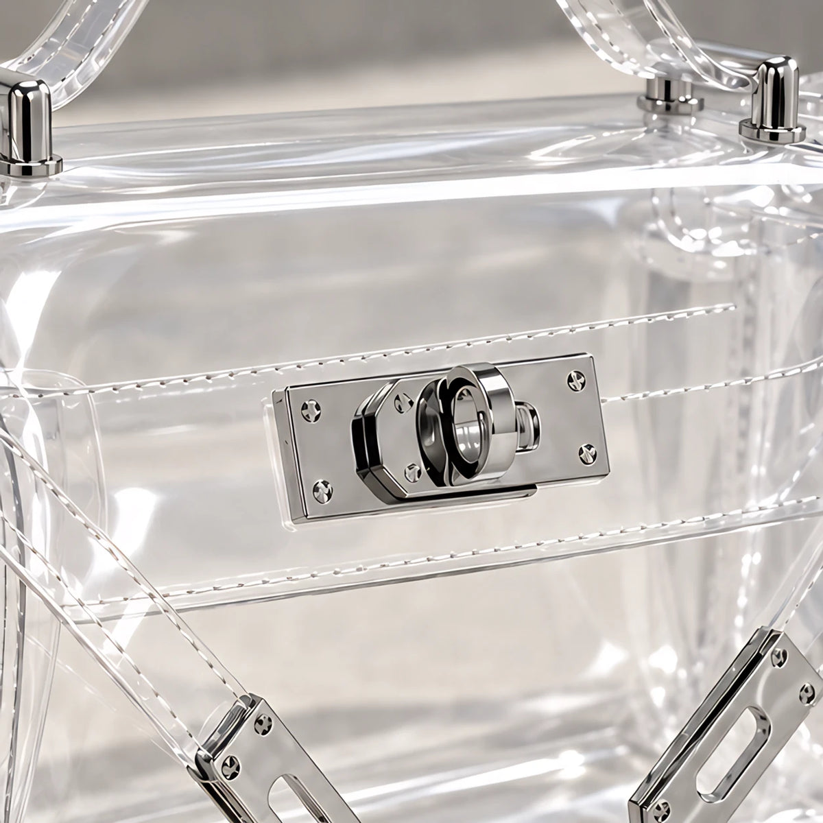 Arlette Women's Structured Clear Satchel - Silver - cross body bag - Hendlys - Image 3
