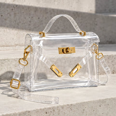Arlette Women's Structured Clear Satchel - Gold - Accessories > Handbags > Satchels - Hendlys - Image 1