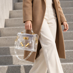 Arlette Women's Structured Clear Satchel - Gold - bags - Hendlys - Image 2