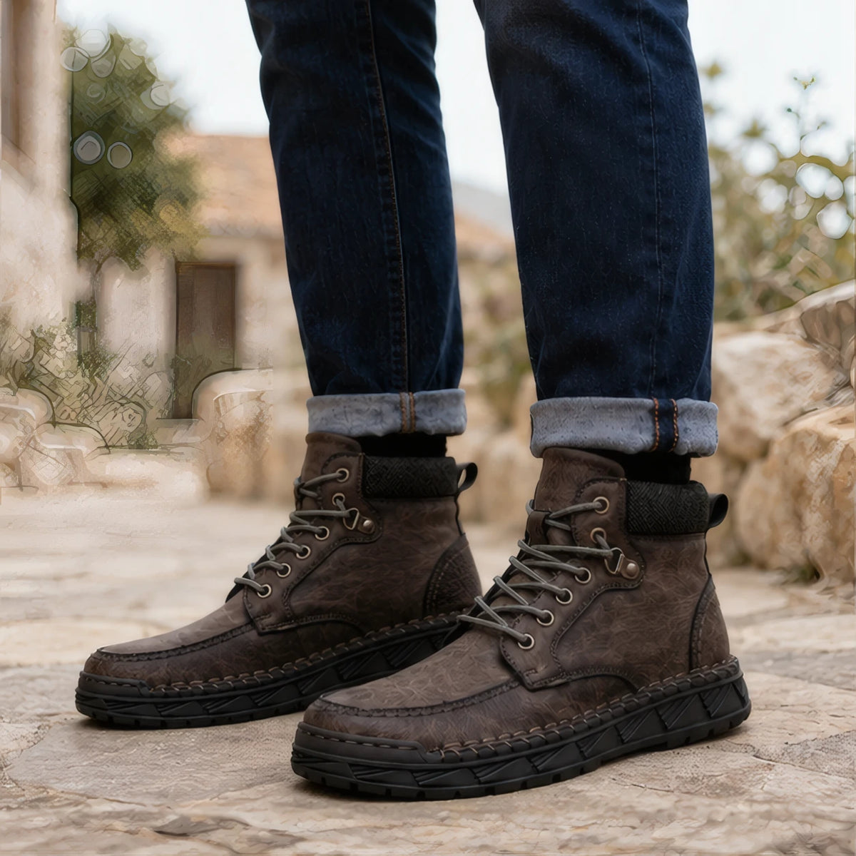 Arlo Men's Moc-Toe Boots - Charcoal Brown - Men's Footwear > Boots > Moc-Toe Boots - Hendlys - Image 1