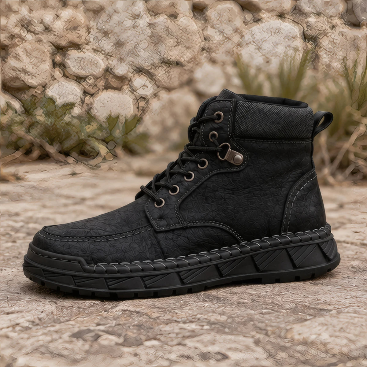 Arlo Men's Moc-Toe Boots - True Black - Footwear Style: Boots - Hendlys - Image 4