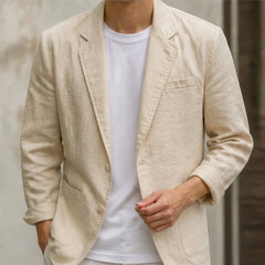 Ashford Linen Blazer - Khaki - Jackets - Hendlys - Image 1