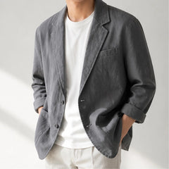 Ashford Linen Blazer - Gray - Jackets - Hendlys - Image 1