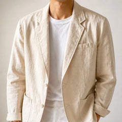 Ashford Linen Blazer - Khaki - men's blazer - Hendlys - Image 2