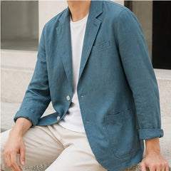 Ashford Linen Blazer - Turquoise - men's blazer - Hendlys - Image 2