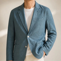 Ashford Linen Blazer - Turquoise - Jackets - Hendlys - Image 1