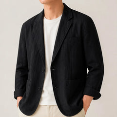 Ashford Linen Blazer - Black - Jackets - Hendlys - Image 1