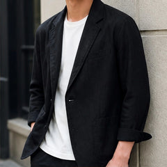Ashford Linen Blazer - Black - men's blazer - Hendlys - Image 2