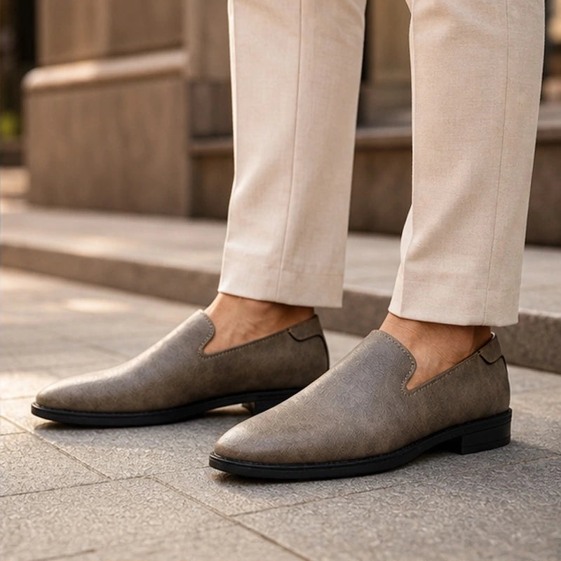 Aston Polished Leather Loafers - Khaki - slip-on shoes - Hendlys - Image 4
