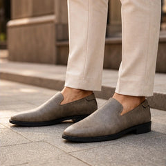 Aston Polished Leather Loafers - Khaki - slip-on shoes - Hendlys - Image 4