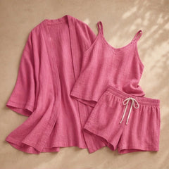 Aurelia Women's Lightweight Linen 3 Piece Set - Pink - 3 piece set - Hendlys - Image 3