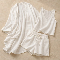 Aurelia Women's Lightweight Linen 3 Piece Set - White - 3 piece set - Hendlys - Image 3