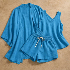 Aurelia Women's Lightweight Linen 3 Piece Set - Blue - 3 piece set - Hendlys - Image 3