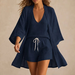 Aurelia Women's Lightweight Linen 3 Piece Set - Navy - 3 piece set - Hendlys - Image 3
