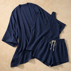 Aurelia Women's Lightweight Linen 3 Piece Set - Navy - linen set - Hendlys - Image 4