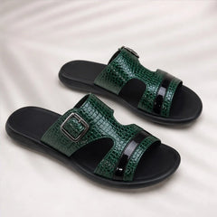 Auremont Croc-Embossed Slide Sandals - Dark Green - croc-embossed - Hendlys - Image 4
