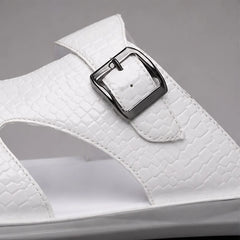 Auremont Croc-Embossed Slide Sandals - White - women's sandals - Hendlys - Image 2