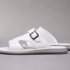 Auremont Croc-Embossed Slide Sandals - White - slide sandals - Hendlys - Image 3