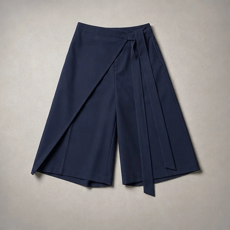 Aveline Tie-Waist Culotte Pants - Navy Blue - culotte pants - Hendlys - Image 3