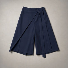 Aveline Tie-Waist Culotte Pants - Navy Blue - culotte pants - Hendlys - Image 3