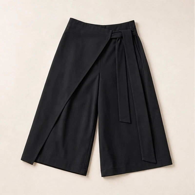Aveline Tie-Waist Culotte Pants - Black - culotte pants - Hendlys - Image 3