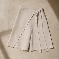 Aveline Tie-Waist Culotte Pants - Beige - culotte pants - Hendlys - Image 3