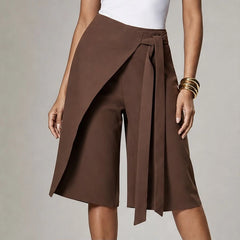 Aveline Tie-Waist Culotte Pants - Chocolate Brown - Pants - Hendlys - Image 1