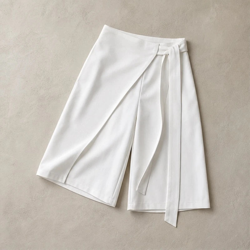 Aveline Tie-Waist Culotte Pants - White - culotte pants - Hendlys - Image 3